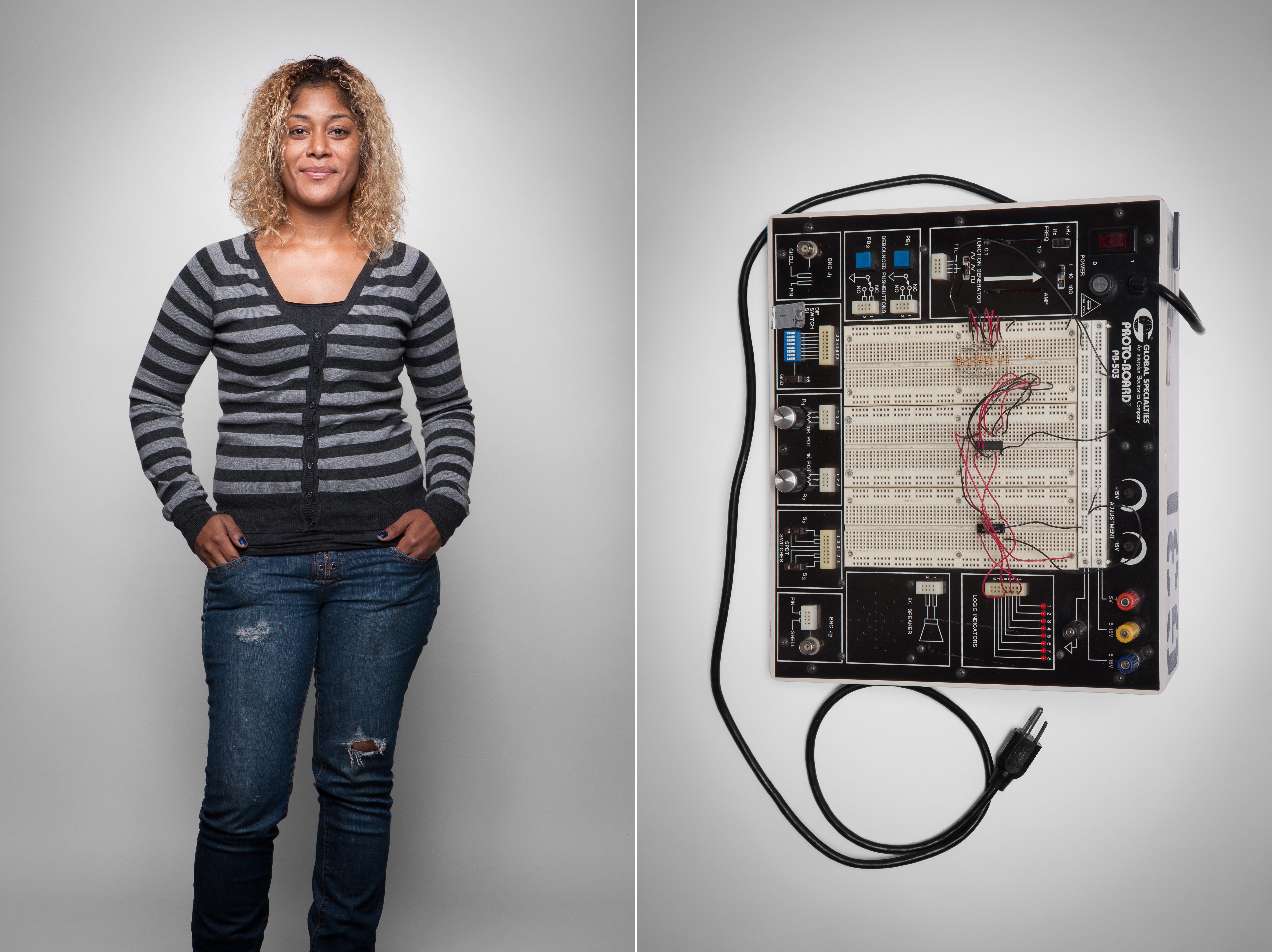 Electronics Worker with her Tool Picture 