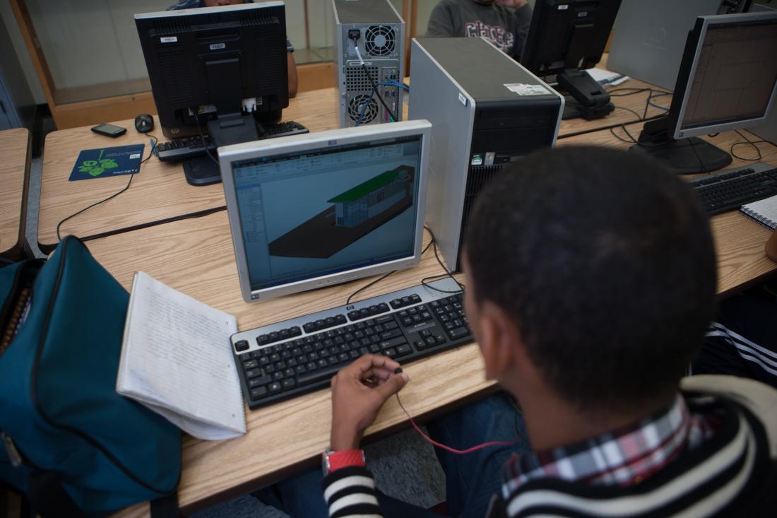 Male Student Using a Computer