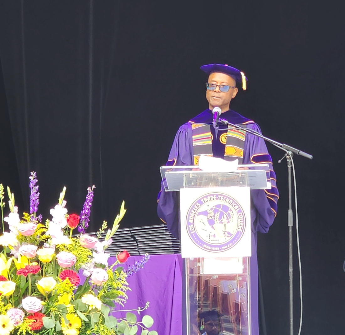 Dr. McQuarters speaks at LATTC's 2024 Commencement ceremony