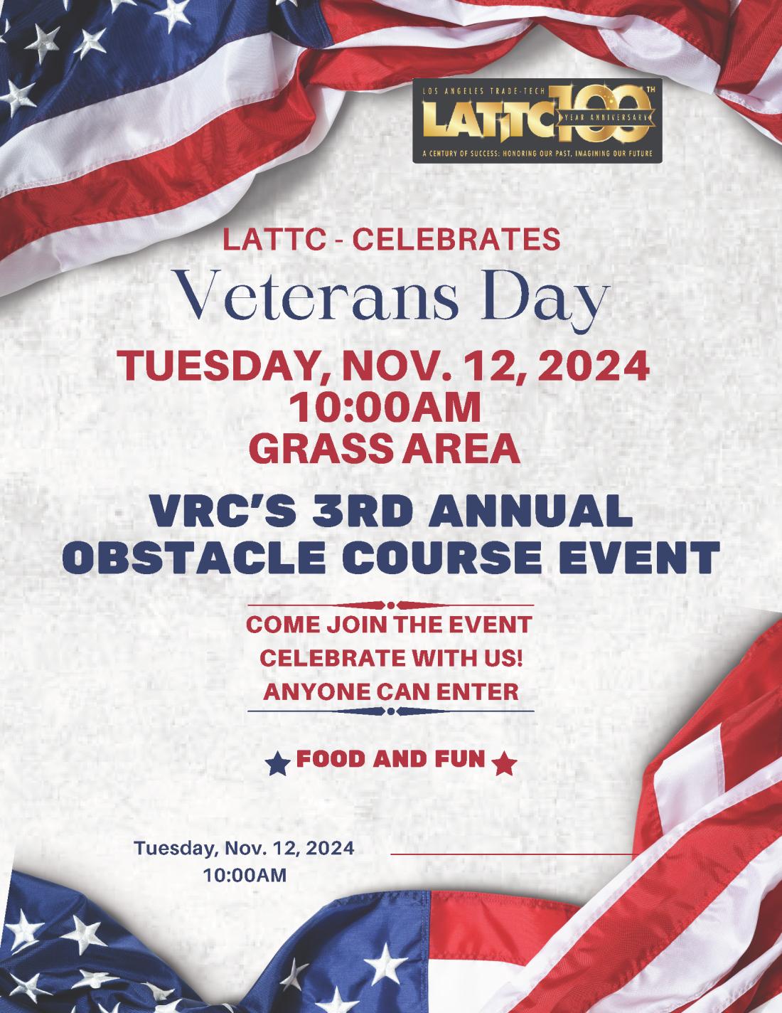 Veterans Day Obstacle Course flyer