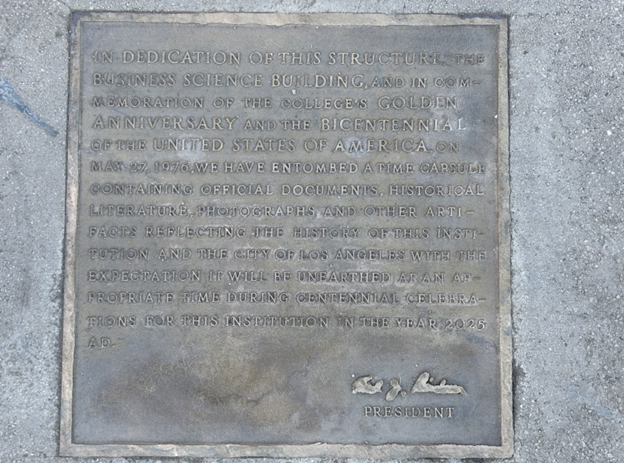 LATTC Time capsule plaque